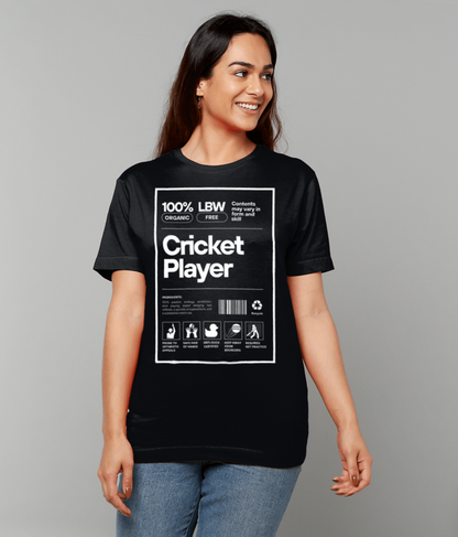 Cricket Player Label Novelty T-Shirt