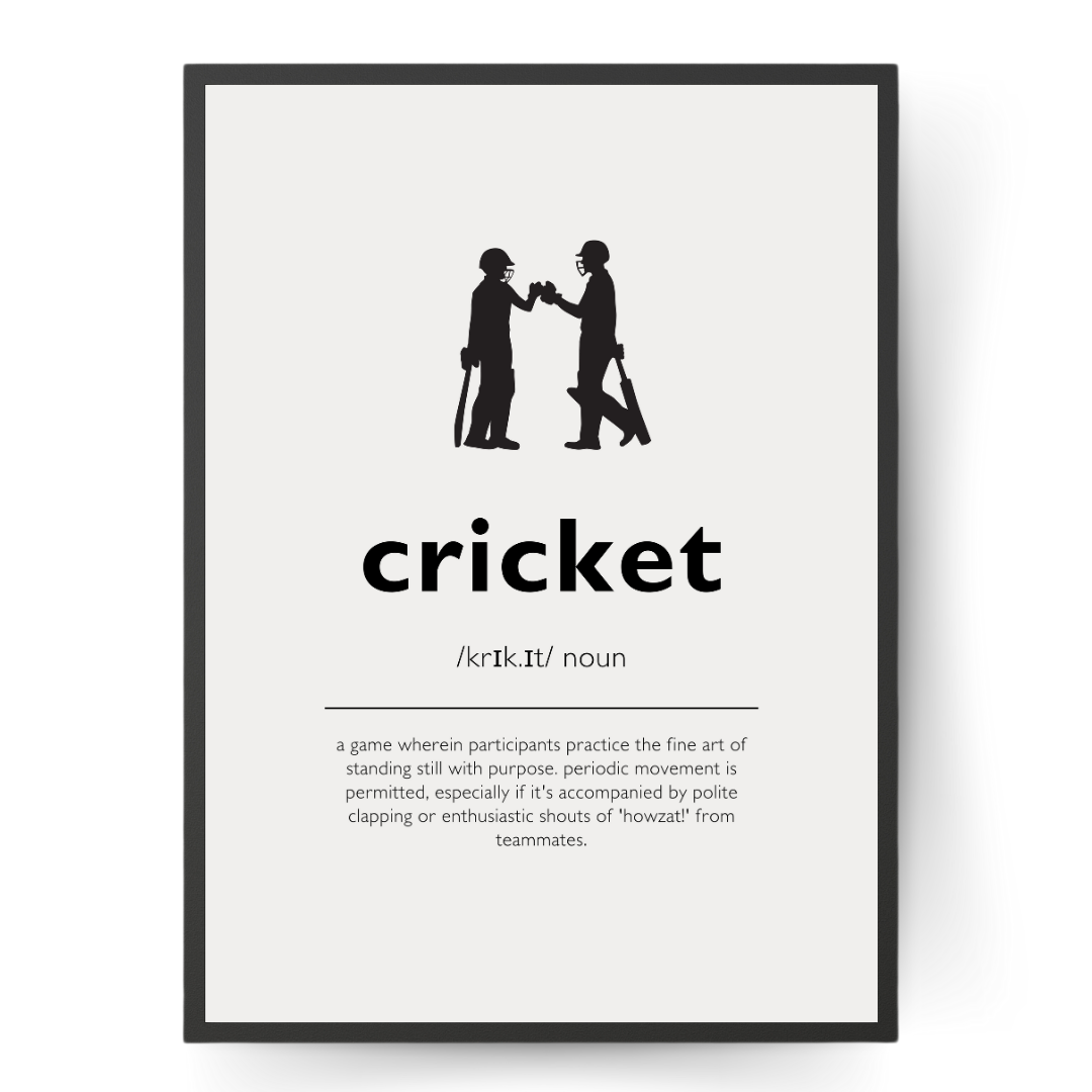 Humorous Cricket Definition Wall Print | Modern With Cricketers