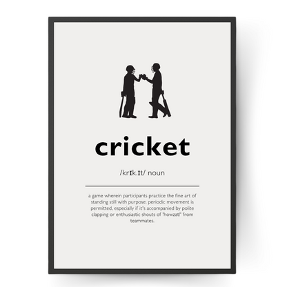 Humorous Cricket Definition Wall Print | Modern With Cricketers