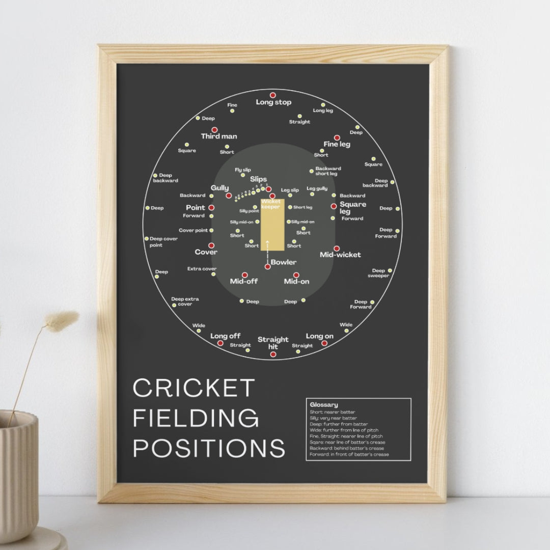 Cricket Fielding Positions Poster With Black Background