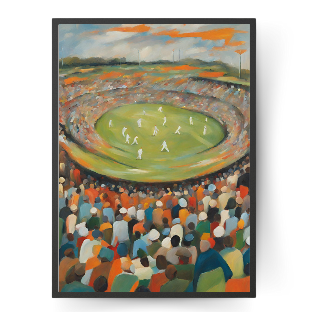 Abstract Cricket Stadium Oil Style Art Print