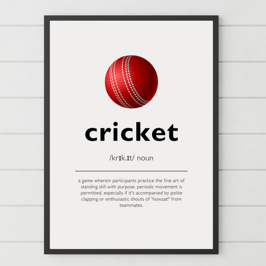 Humorous Cricket Definition Wall Print | Modern With Ball