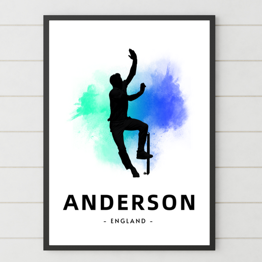 Jimmy Anderson Watercolour Splash Print | Cricket Legends A4