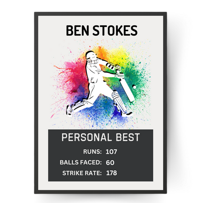 Personalised Cricket Batter Best Score Print