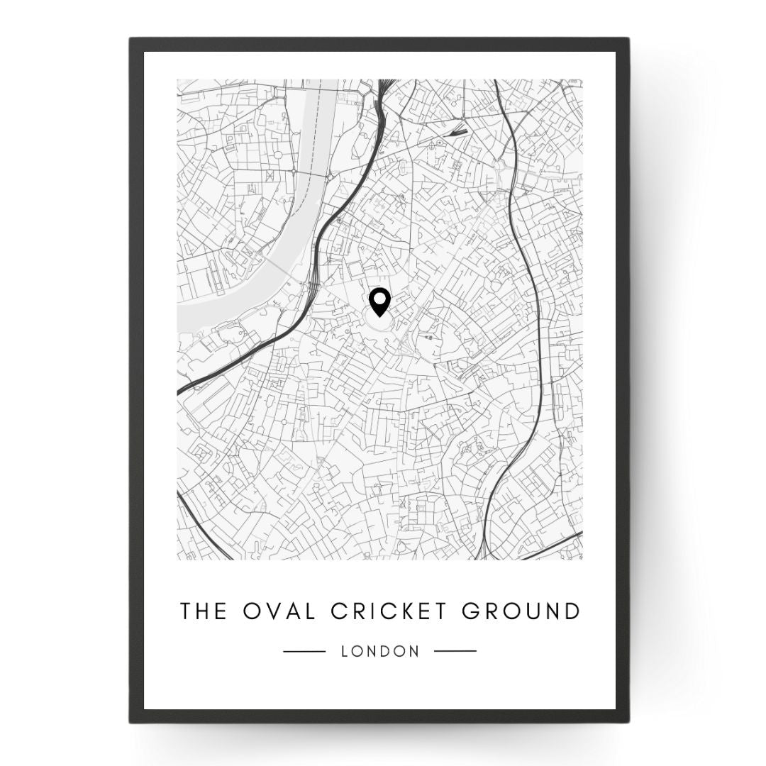 The Oval Cricket Ground Map Wall Print