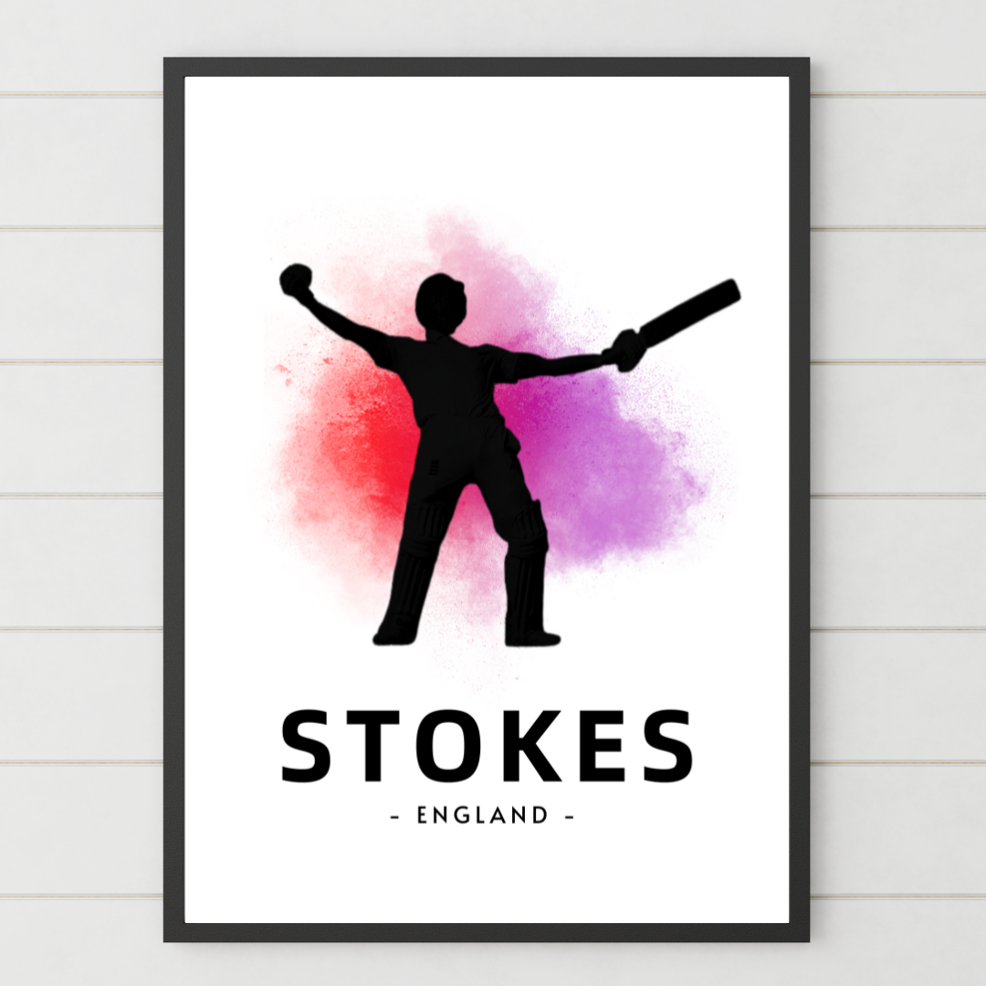 Ben Stokes Watercolour Splash Print | Cricket Legends A4