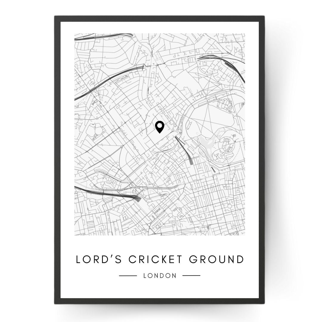 Lord's  Cricket Ground Map Wall Print