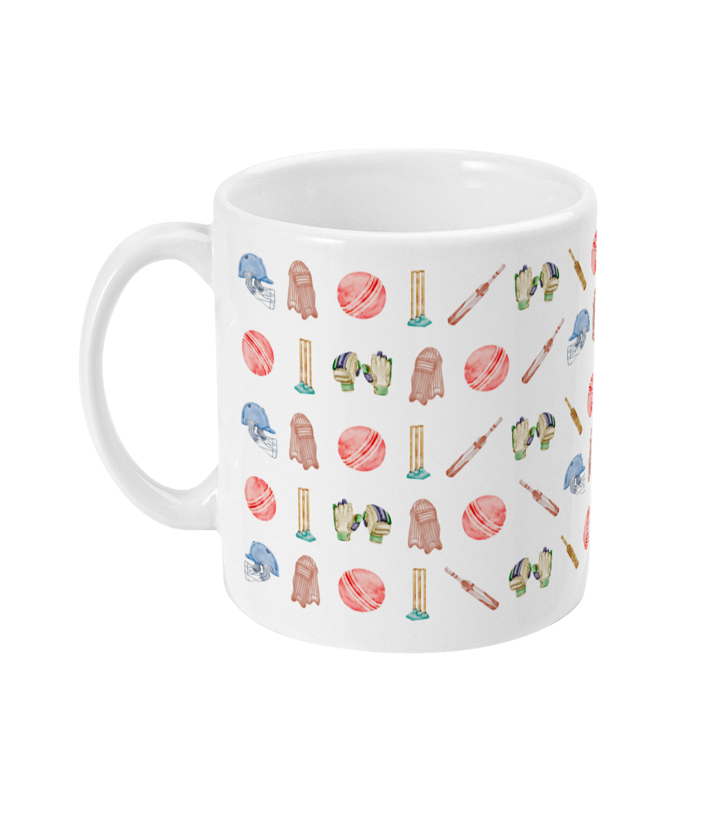 Watercolour Style Patterned Cricket Mug