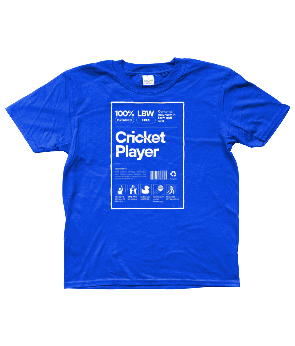 Cricket Player Label Novelty T-Shirt | Kids