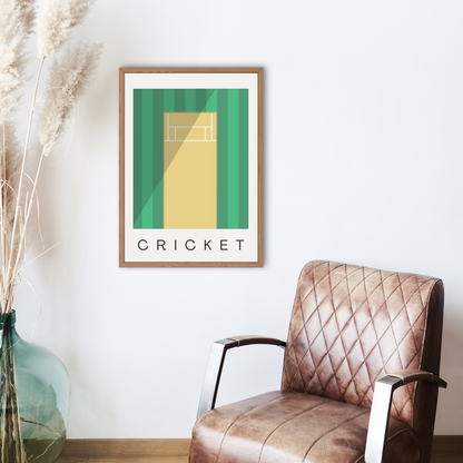 Cricket Pitch Wall Art | Contemporary Minimalist Poster