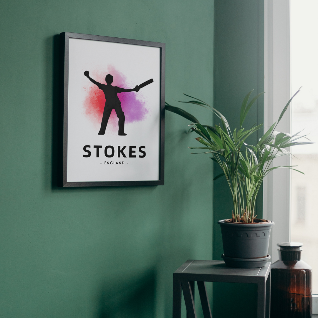 Ben Stokes Watercolour Splash Print | Cricket Legends A4