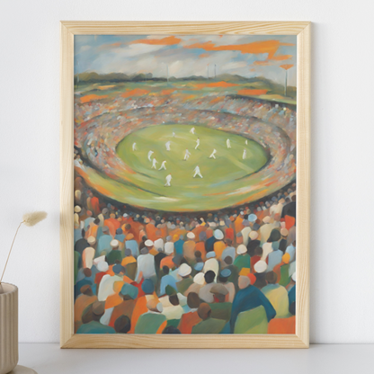 Abstract Cricket Stadium Oil Style Art Print