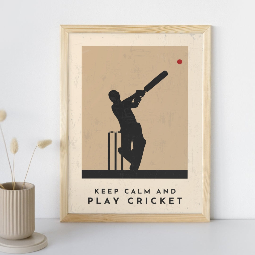 'Keep Calm and Play Cricket' Stylish Cricket Art Print