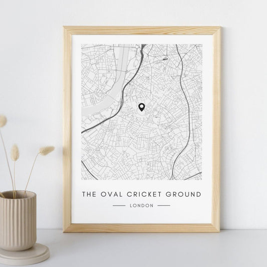 The Oval Cricket Ground Map Wall Print