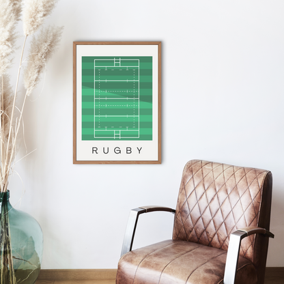 Rugby Pitch Wall Art | Contemporary Minimalist Poster