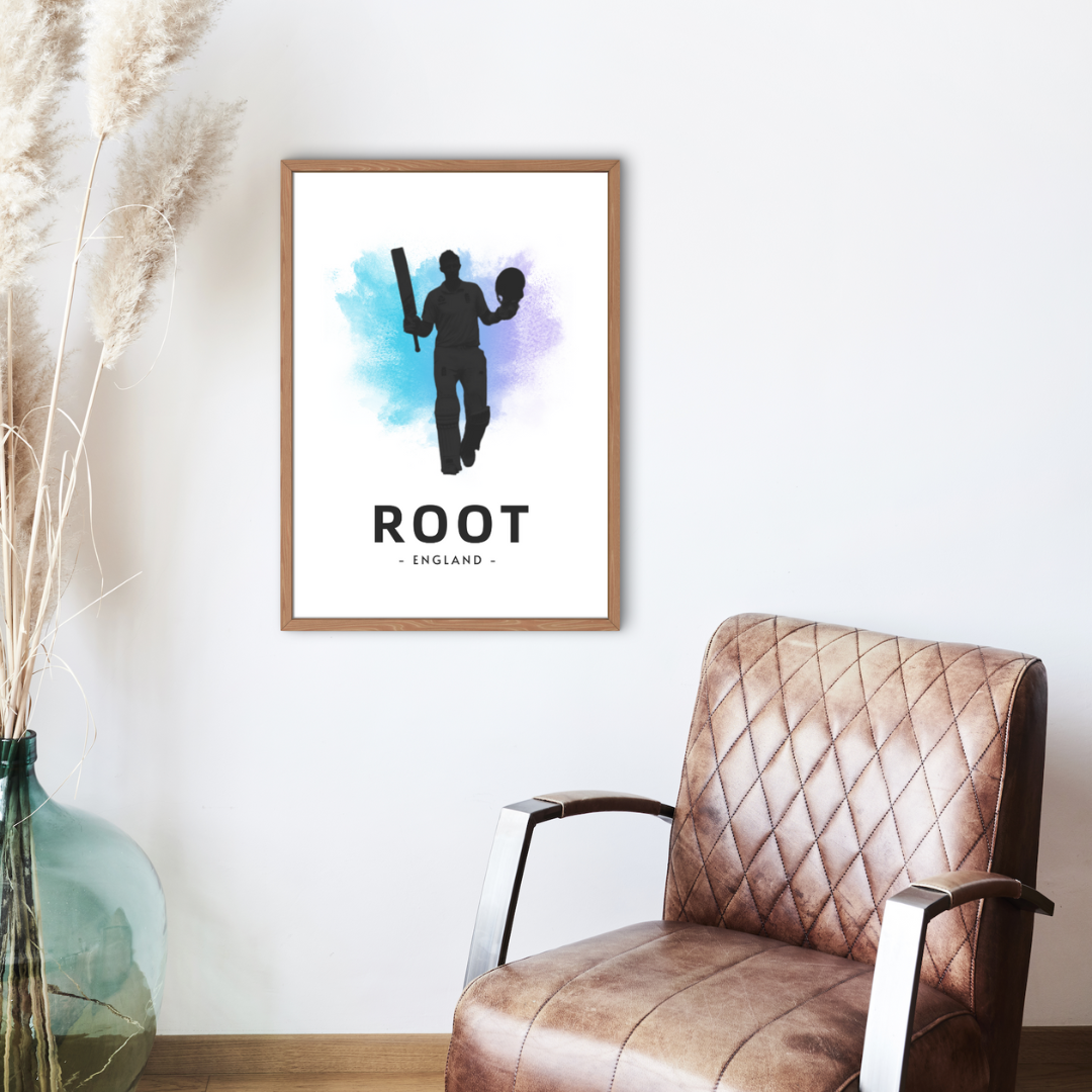 Joe Root Watercolour Splash Print | Cricket Legends A4