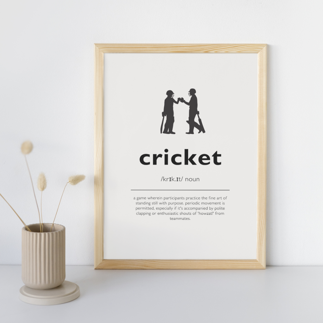 Humorous Cricket Definition Wall Print | Modern With Cricketers