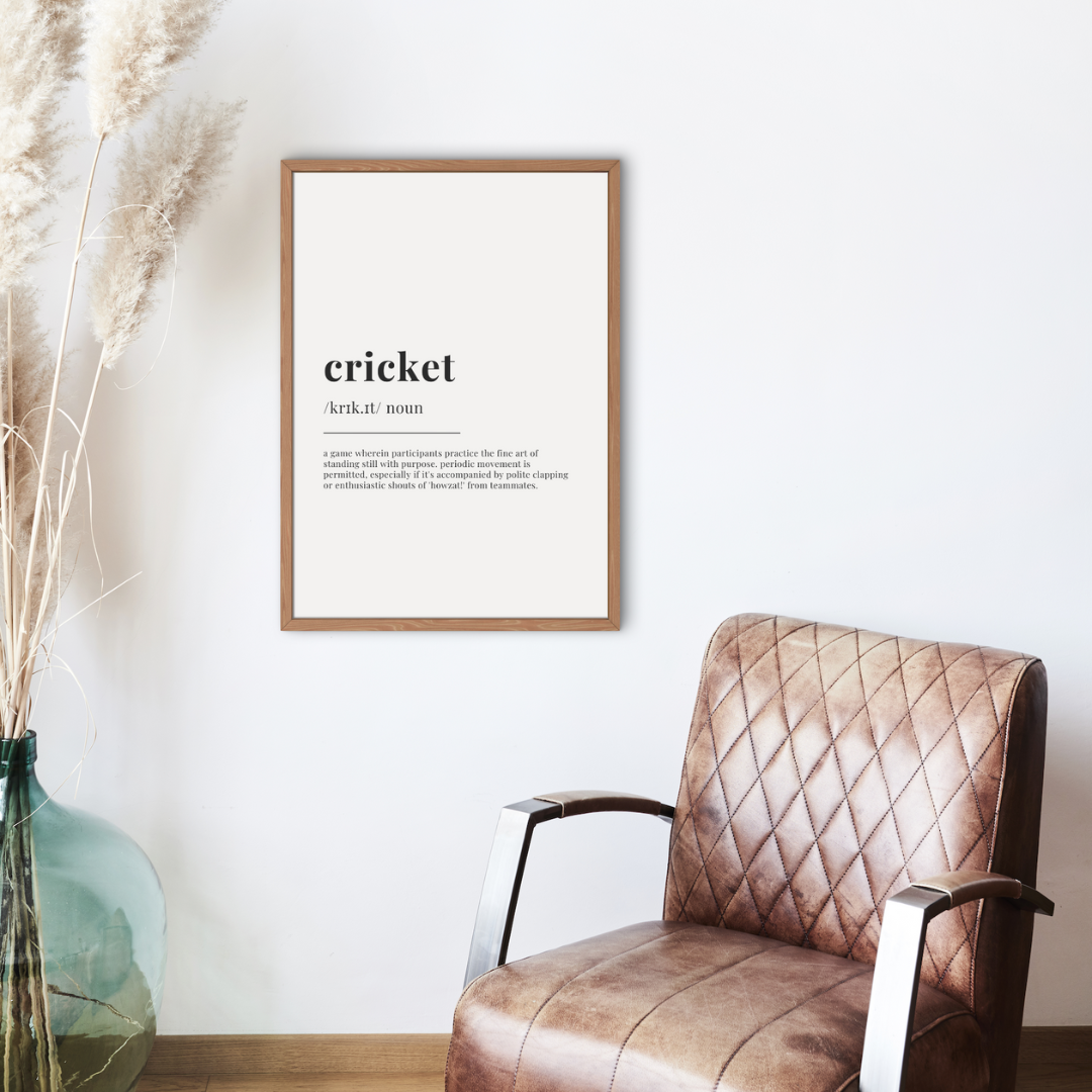 Humorous Cricket Definition Wall Print