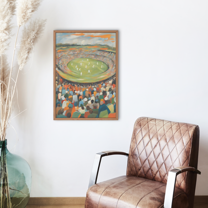 Abstract Cricket Stadium Oil Style Art Print