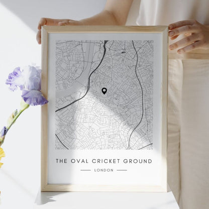 The Oval Cricket Ground Map Wall Print