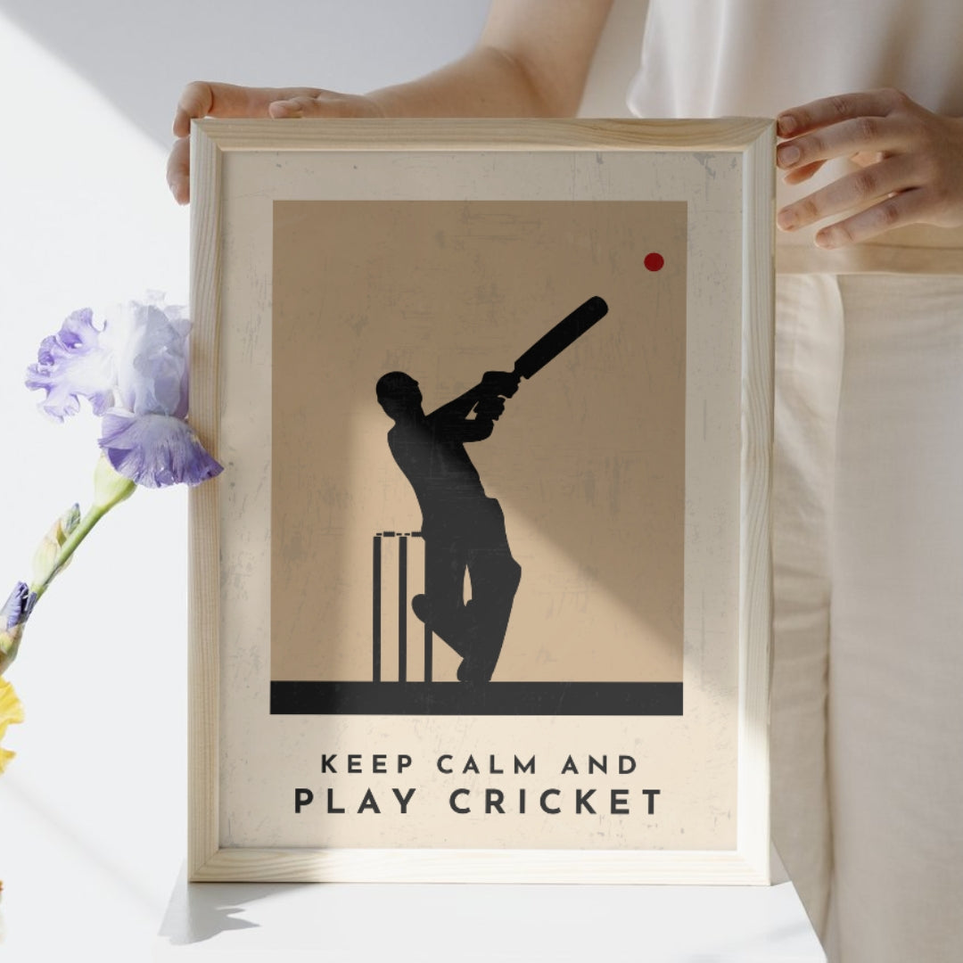 'Keep Calm and Play Cricket' Stylish Cricket Art Print