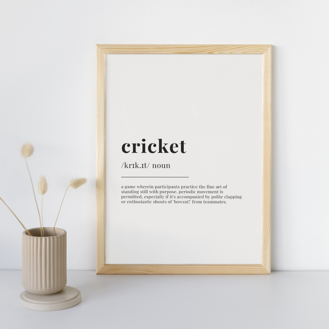 Humorous Cricket Definition Wall Print