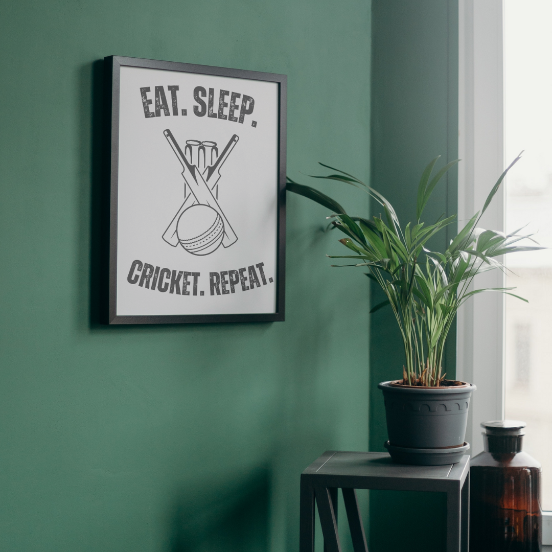 Eat Sleep Cricket Repeat | Illustrated Poster