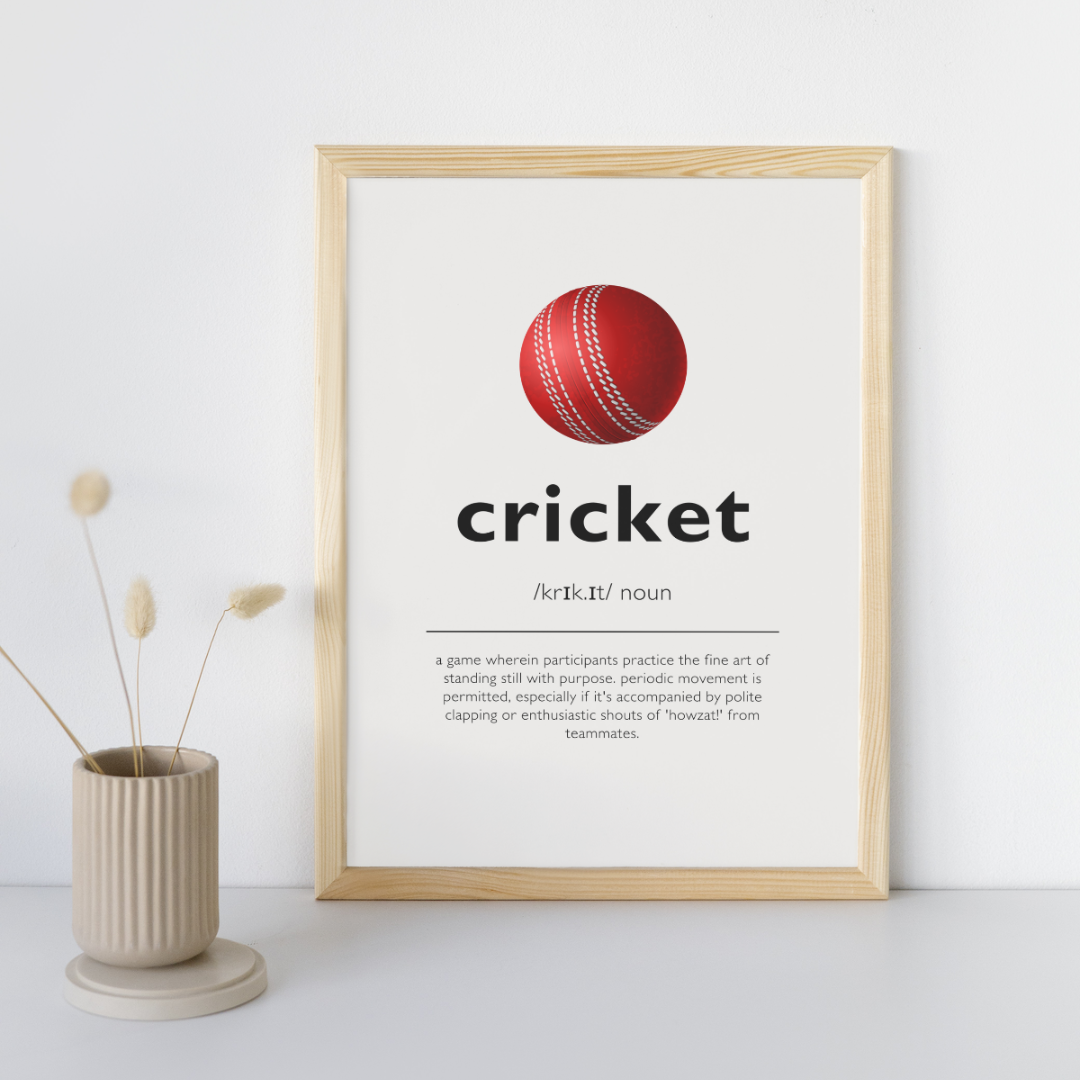 Humorous Cricket Definition Wall Print | Modern With Ball