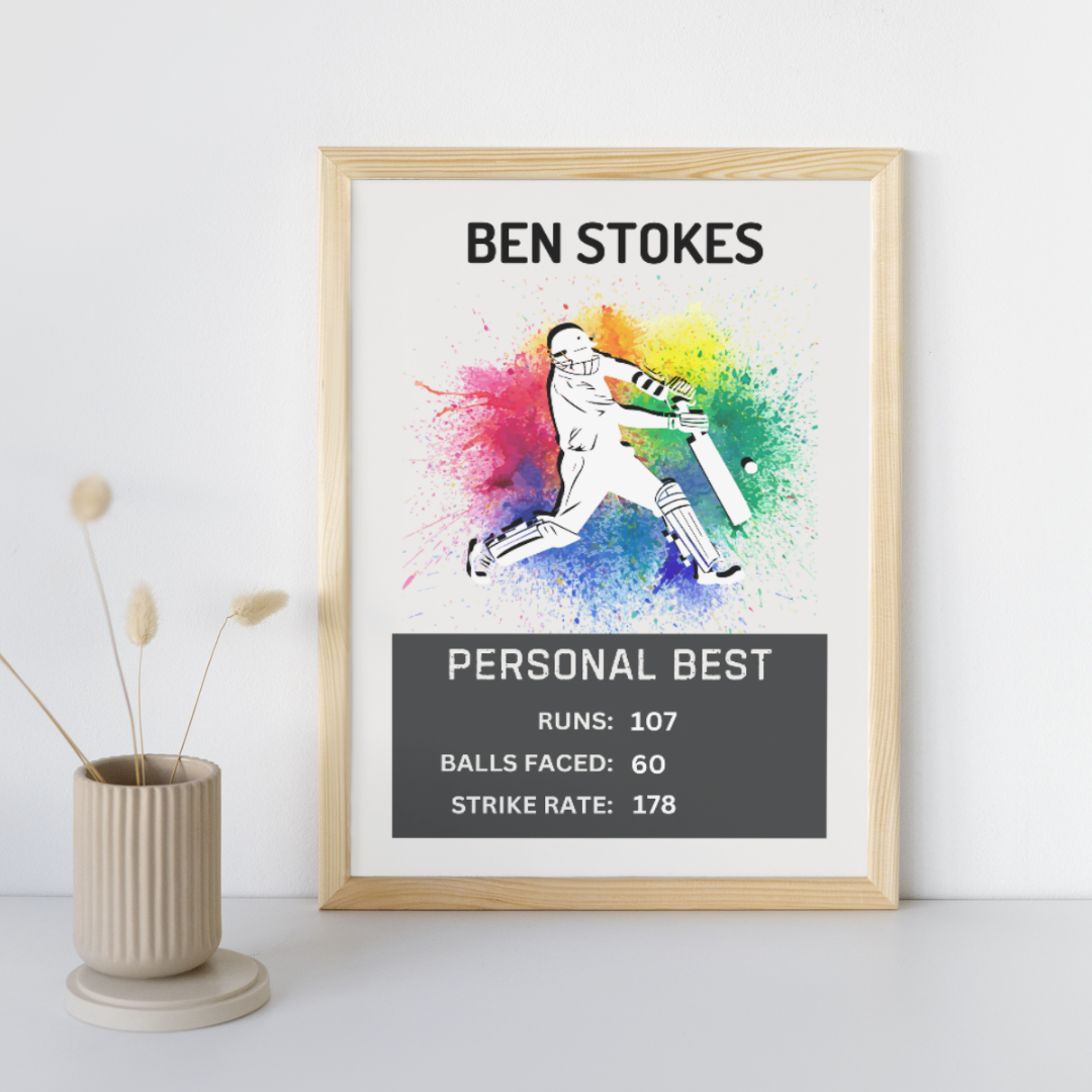 Personalised Cricket Batter Best Score Print