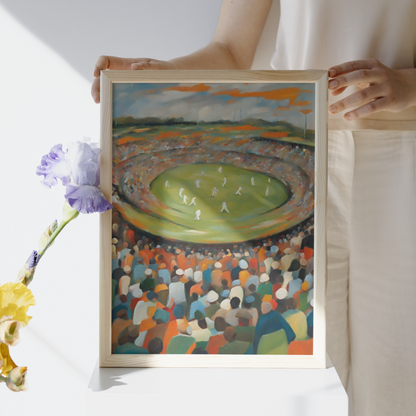 Abstract Cricket Stadium Oil Style Art Print