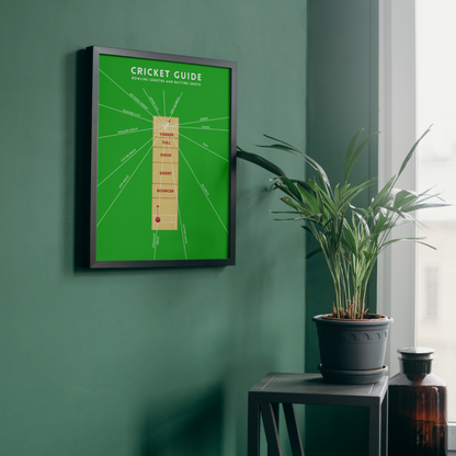 Cricket Guide Wall Print with Bowling Lengths and Batting Shots