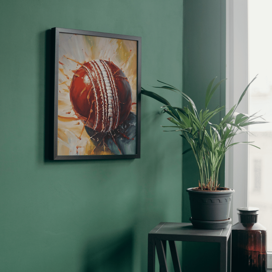 Cricket Ball Oil Style Art Print