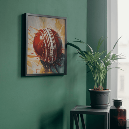 Cricket Ball Oil Style Art Print