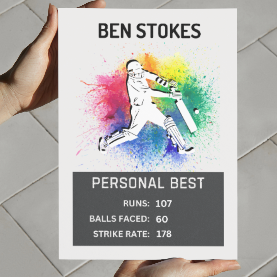 Personalised Cricket Batter Best Score Print