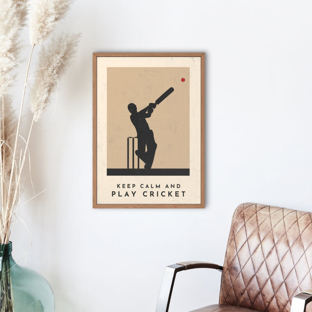 'Keep Calm and Play Cricket' Stylish Cricket Art Print