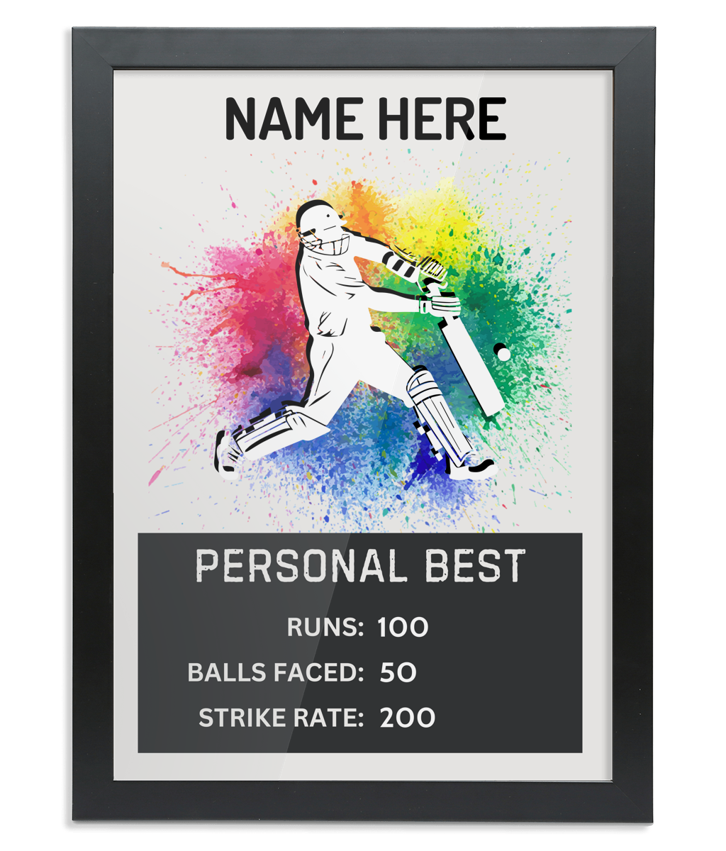 Personalised Cricket Batter Best Score Print