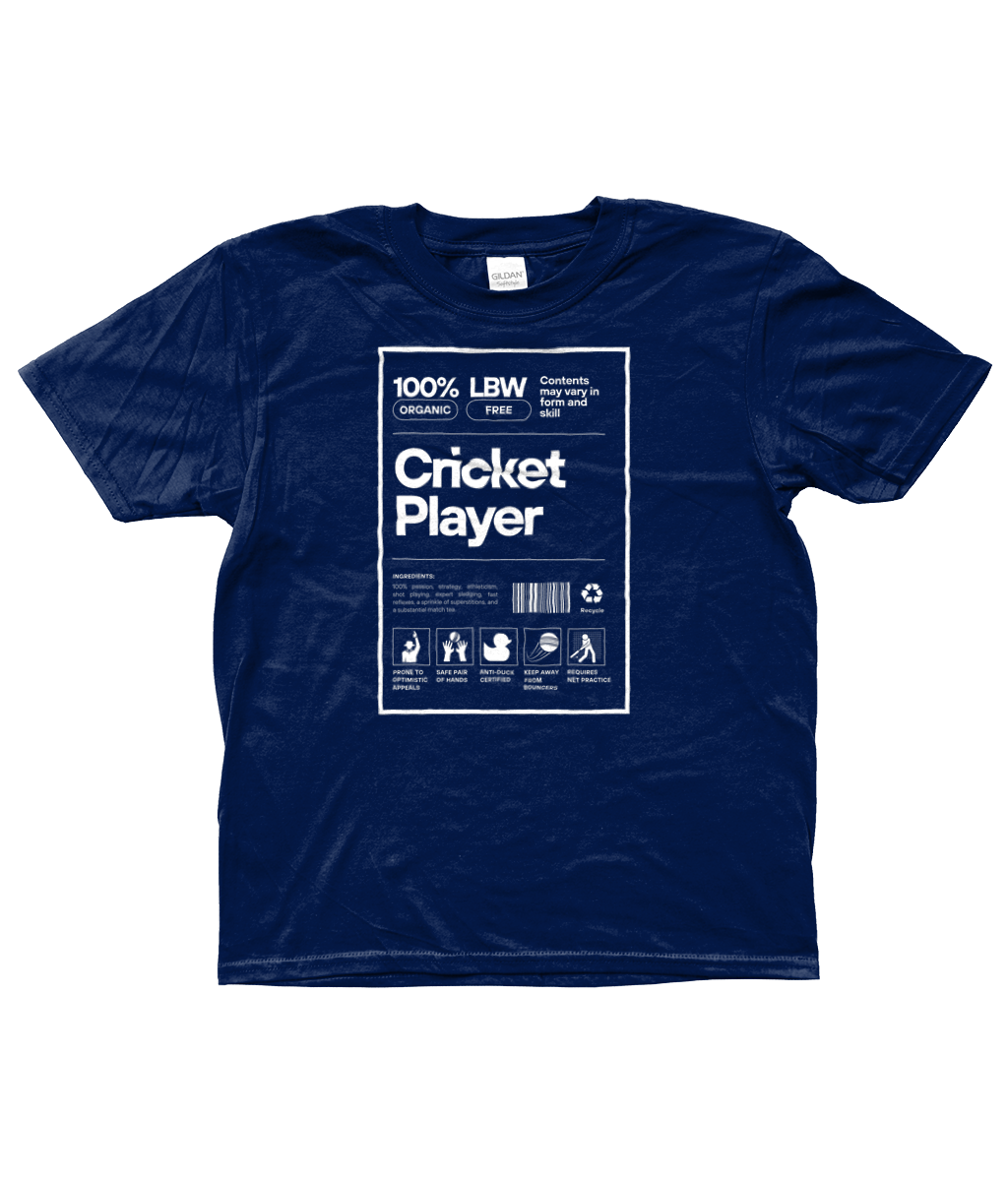 Cricket Player Label Novelty T-Shirt | Kids