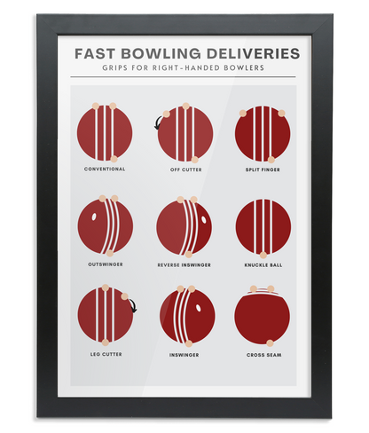 Fast Bowling Deliveries Grips Guide Wall Print