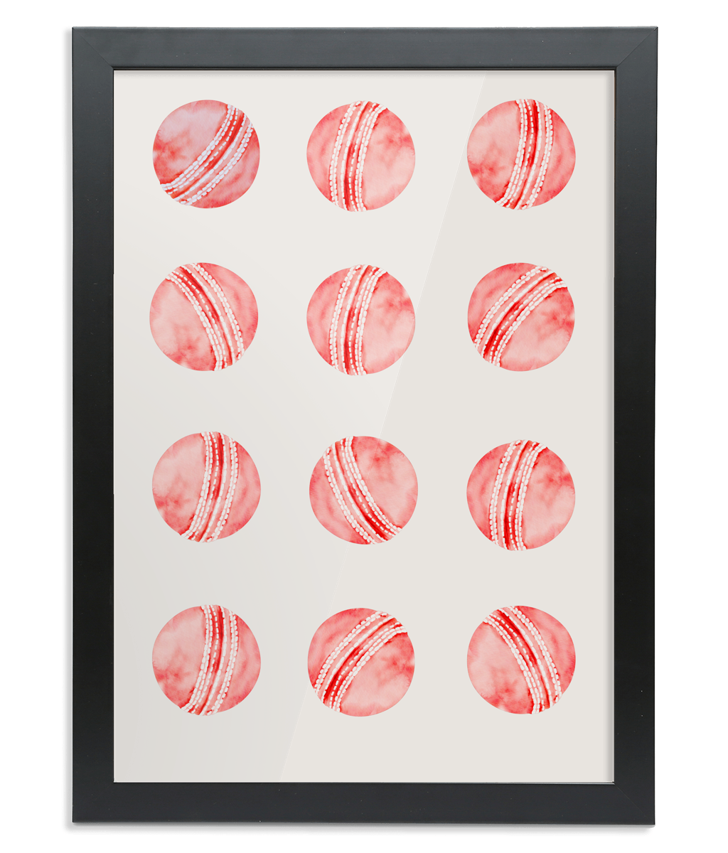 Cricket Ball Watercolour Pattern Print