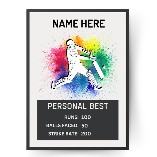 Personalised Cricket Batter Best Score Print