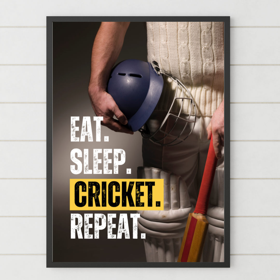 Eat Sleep Cricket Repeat | Cricketer Poster