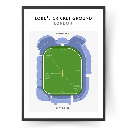 Modern Lord's Cricket Ground Technical Layout Wall Print