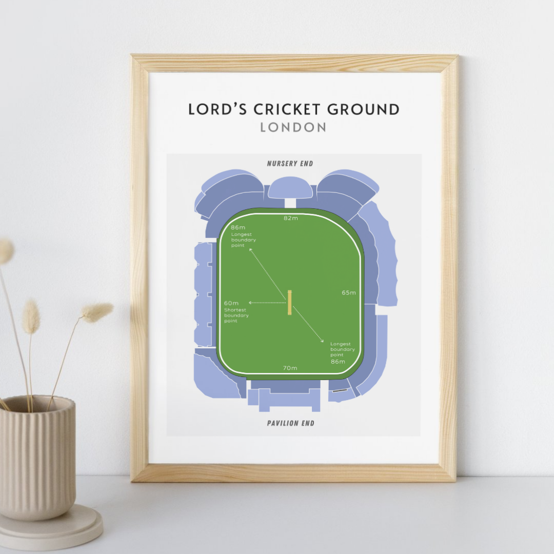 Modern Lord's Cricket Ground Technical Layout Wall Print