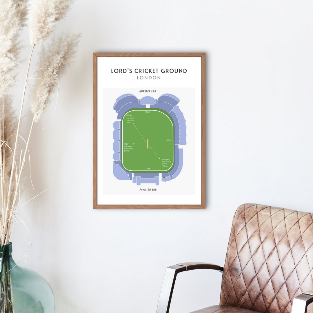 Modern Lord's Cricket Ground Technical Layout Wall Print