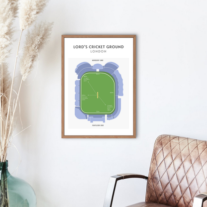 Modern Lord's Cricket Ground Technical Layout Wall Print