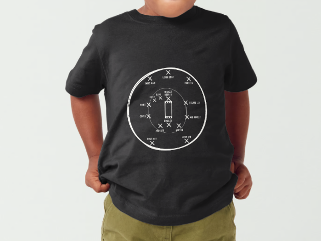 Kids Cricket Fielding Positions T-Shirt | 100% Cotton | Unisex