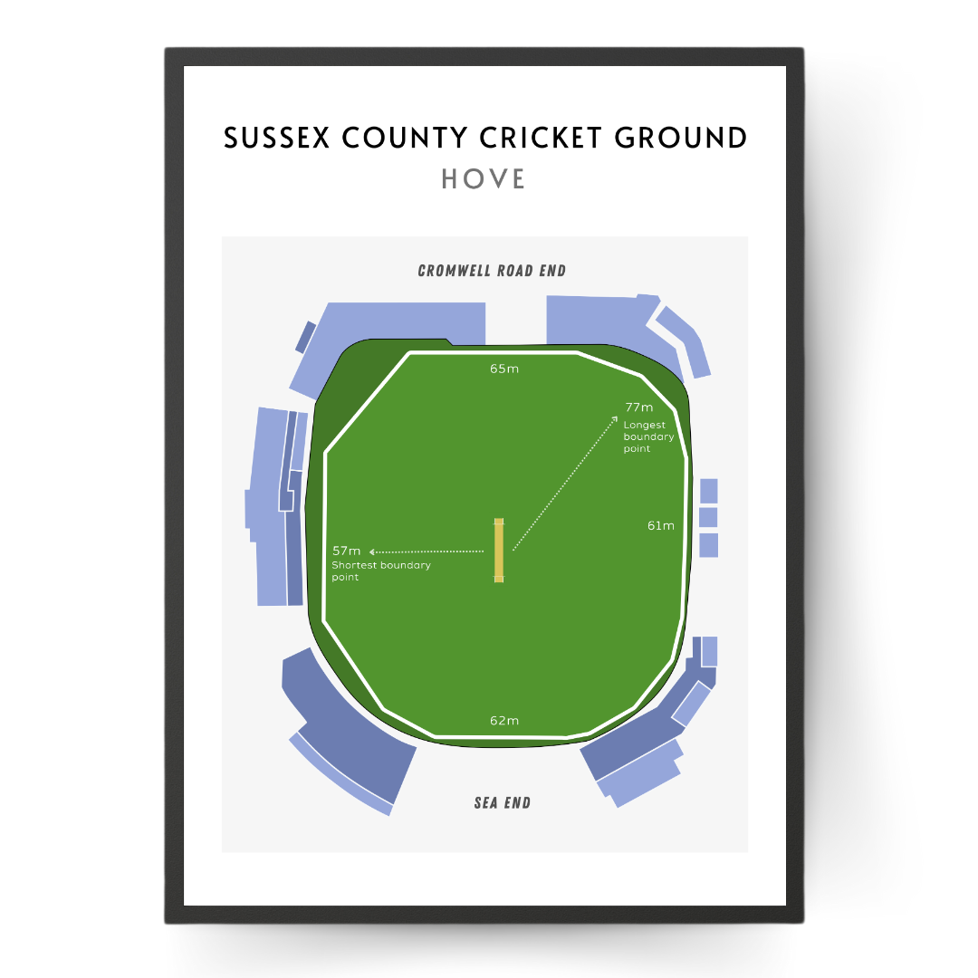 Modern Sussex County Cricket Ground Technical Layout Wall Print