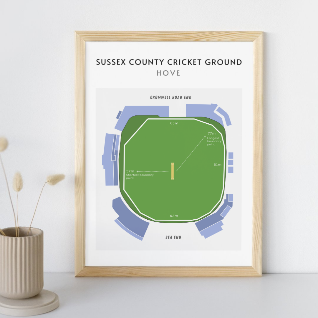 Modern Sussex County Cricket Ground Technical Layout Wall Print