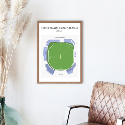 Modern Sussex County Cricket Ground Technical Layout Wall Print