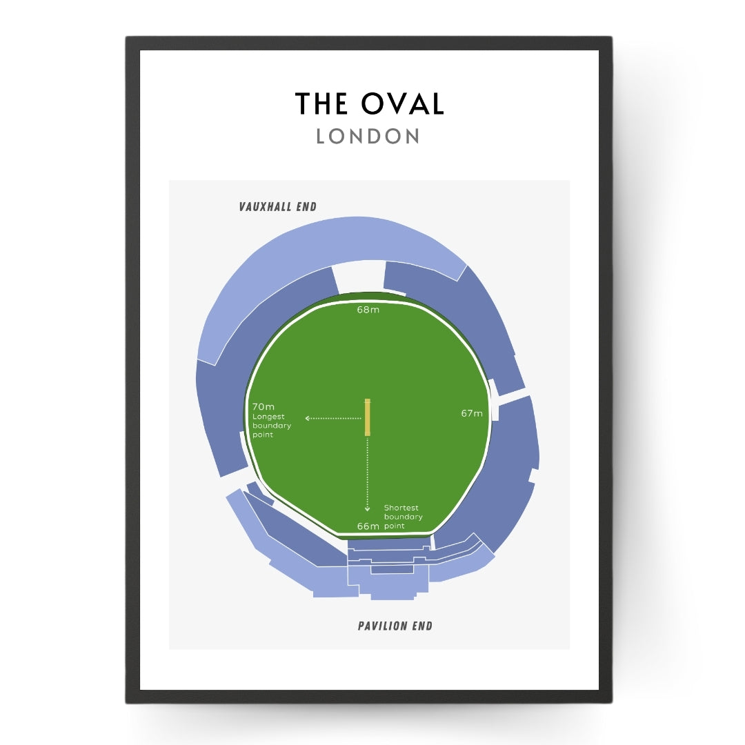 Modern The Oval Cricket Ground Technical Layout Wall Print